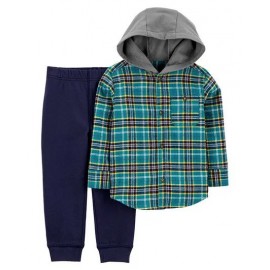 Carter's 2-Piece Button-Front Flannel & Pant Set -Multi Colour