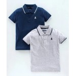 Pine Kids Half Sleeves Bio Washed Polo T-Shirt Pack of 2 - Blur & Grey