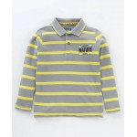 Pine Kids Full Sleeves T-Shirt Striped - Grey Yellow