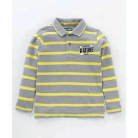 Pine Kids Full Sleeves T-Shirt Striped - Grey Yellow