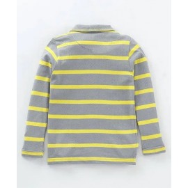 Pine Kids Full Sleeves T-Shirt Striped - Grey Yellow