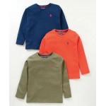 Pine Kids Full Sleeves Biowashed T-shirt Pack of 3 - Multicolor