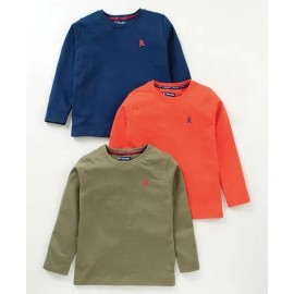 Pine Kids Full Sleeves Biowashed T-shirt Pack of 3 - Multicolor