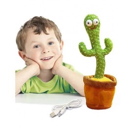 NEGOCIO Singing Talking Recording Dancing Cactus Toy - Green Brown