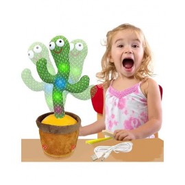 NEGOCIO Singing Talking Recording Dancing Cactus Toy - Green Brown