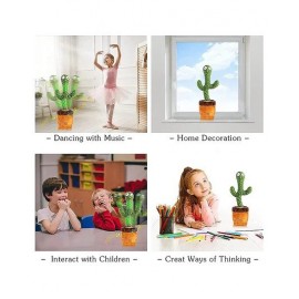 NEGOCIO Singing Talking Recording Dancing Cactus Toy - Green Brown