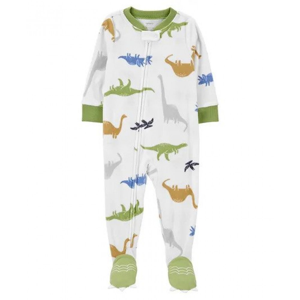 Carter's 1-Piece Dinosaur Fleece Footie PJs - White Carter's 1-Piece Dinosaur Fleece Footie PJs - White