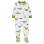 Carter's 1-Piece Dinosaur Fleece Footie PJs - White Carter's 1-Piece Dinosaur Fleece Footie PJs - White