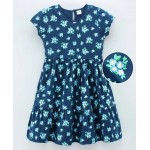 Hola Bonita Short Sleeves Frock Floral Print - Blue 