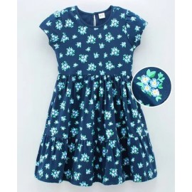 Hola Bonita Short Sleeves Frock Floral Print - Blue 