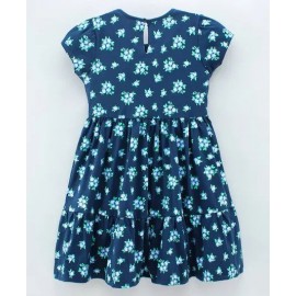 Hola Bonita Short Sleeves Frock Floral Print - Blue 