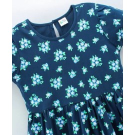 Hola Bonita Short Sleeves Frock Floral Print - Blue 