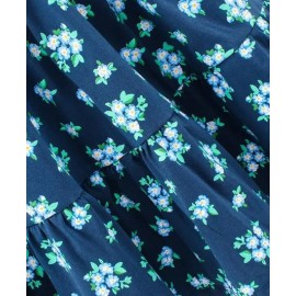 Hola Bonita Short Sleeves Frock Floral Print - Blue 