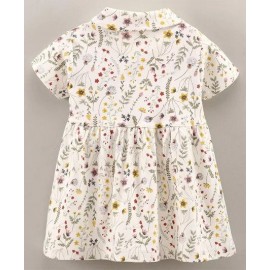 Cucumber Half Sleeves Floral Print Frock - White | 3 to 6 Months Kids