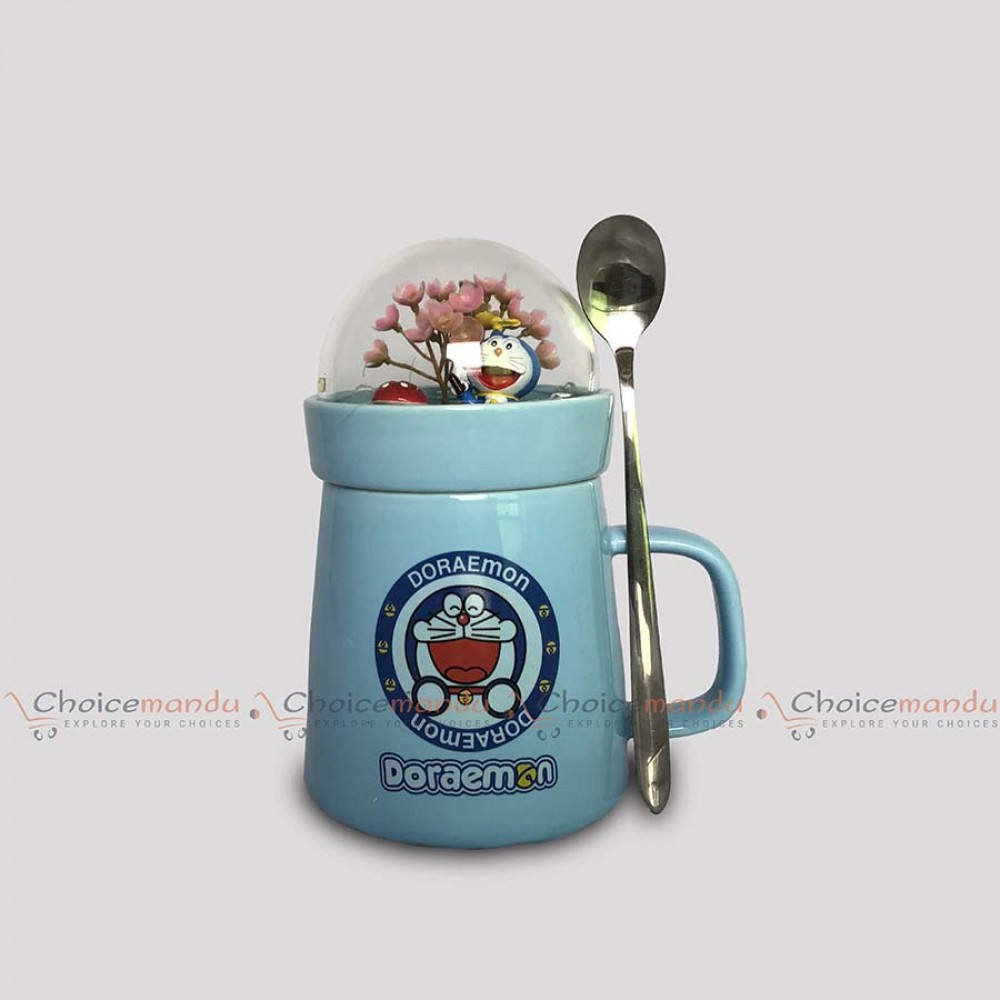 Doraemon Mug With Spoon Valentine Cute Cup Doraemon Mug With Spoon Valentine Cute Cup