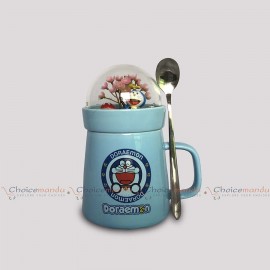 Doraemon Mug With Spoon Valentine Cute Cup