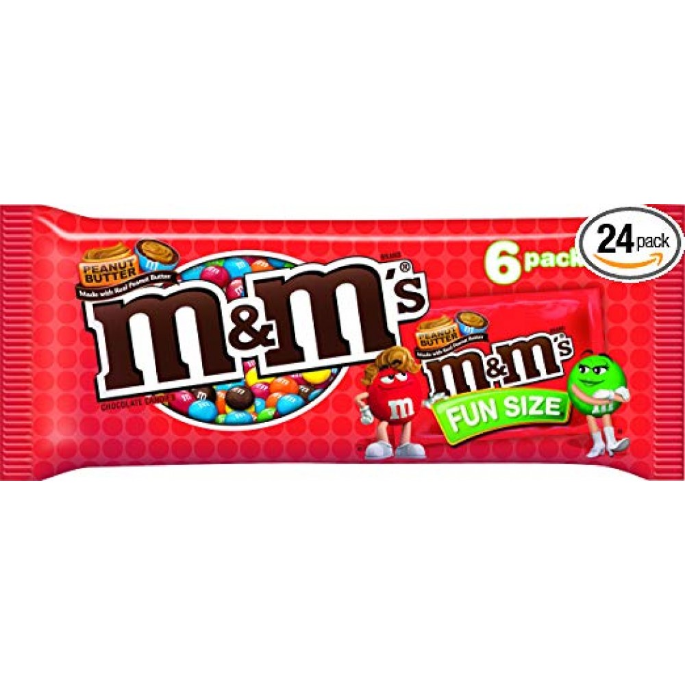 M&M's M&M'S Peanut Chocolate Candy Fun Size Pouch Pack, 3.74 oz 6