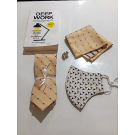 Men's Cufflinks, Tie, Pocket Square & Mask Set