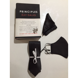 Men's Cufflinks, Tie, Pocket Square & Mask Plain Set