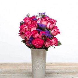 Pink Roses with Purple Accents - 12 Stems Pink Roses with Purple Accents - 12 Stems