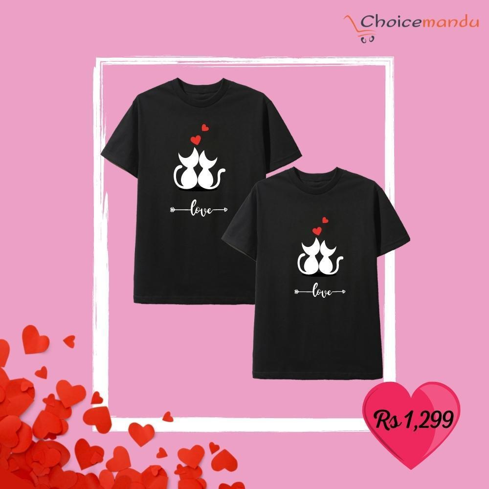 Love Couple Cats Customized T-Shirt 