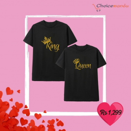 King Queen Couple Matching Customized T-shirt | Valentine Gift for Couples