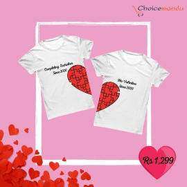 Half-Heart Couple Matching Customized T-shirt 