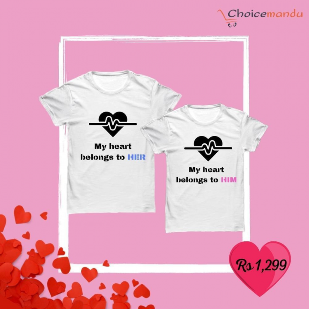 Heart Couple Matching Customized T-shirt | Valentine's Day Gift Heart Couple Matching Customized T-shirt | Valentine's Day Gift