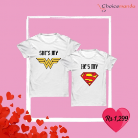 Superman Wonder Woman Couple Matching Customized T-shirt 