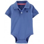 Carter's Jersey Polo Bodysuit - Blue
