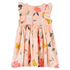 Carter's Flutter Sleeves Frock With Bloomer - Pink |6-9 Months