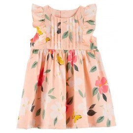 Carter's Flutter Sleeves Frock With Bloomer - Pink |6-9 Months