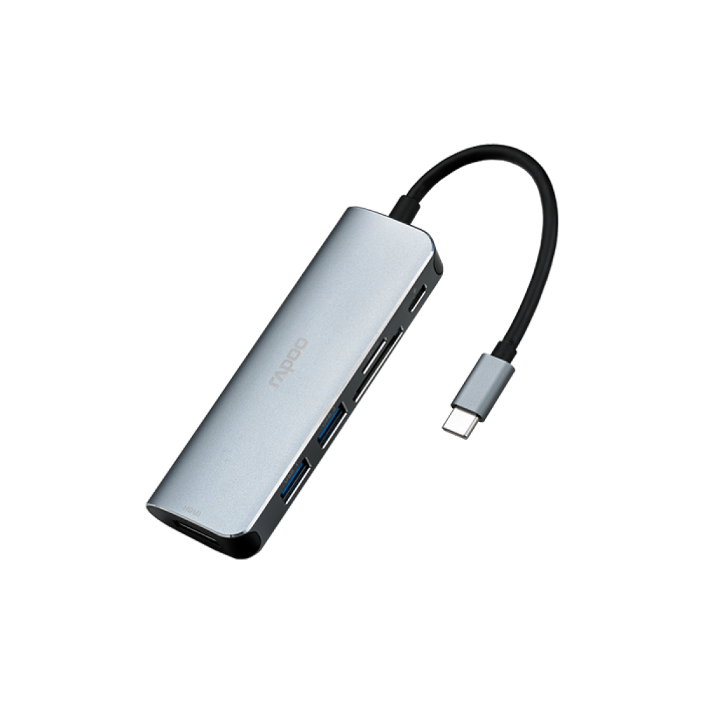 Rapoo XD120 USB-C Hub USB3.0 5Gbps High Speed Docking Station HDMI-Compatible Adapter TF SD Card Reader USB Type-C Data Transmission Converter - Silver Rapoo XD120 USB-C Hub USB3.0 5Gbps High Speed Docking Station HDMI-Compatible Adapter TF SD Card Reader USB Type-C Data Transmission Converter - Silver