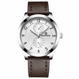 NaviForce NF3004 Date Function Luxury Chronograph Watch–Silver/Brown