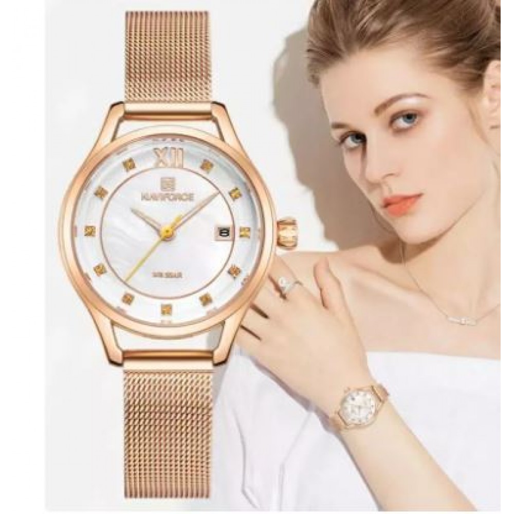 NaviForce NF5010S Stainless Steel Mesh Casual Quartz Watch For Women