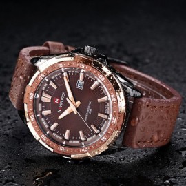 Naviforce NF9056 Men Leather Band Quartz Watch
