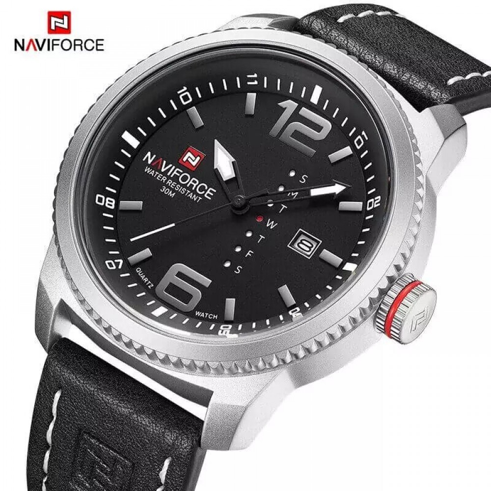 NaviForce NF9063 Day Date Function Analog Watch - Black/Silver NaviForce NF9063 Day Date Function Analog Watch - Black/Silver