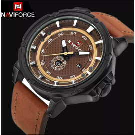 NaviForce NF9083 Day Date Function Analog Quartz Watch – Black/Brown