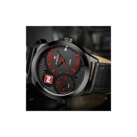 NaviForce NF9092 Dual Time Zone Analog Watch – Red/Black