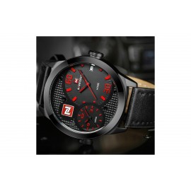 NaviForce NF9092 Dual Time Zone Analog Watch – Red/Black