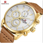 NAVIFORCE NF9148 DAY DATE FUNCTION LUXURY CHRONOGRAPH WATCH -GOLDEN/BROWN NAVIFORCE NF9148 DAY DATE FUNCTION LUXURY CHRONOGRAPH WATCH -GOLDEN/BROWN