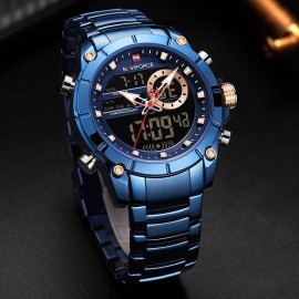 NAVIFORCE NF9163 Double Time Luxury Business Edition Stainless Steel Watch - Blue NAVIFORCE NF9163 Double Time Luxury Business Edition Stainless Steel Watch - Blue