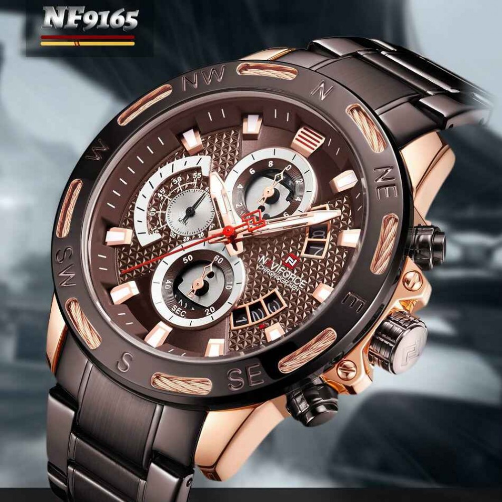 NaviForce NF9165 Luxury Stainless Steel Chronograph Watch  NaviForce NF9165 Luxury Stainless Steel Chronograph Watch