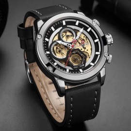 NAVIFORCE NF9167 Luxury Analog Quartz Men Leather Strap Belt Waterproof Watches Calendar Male Clock