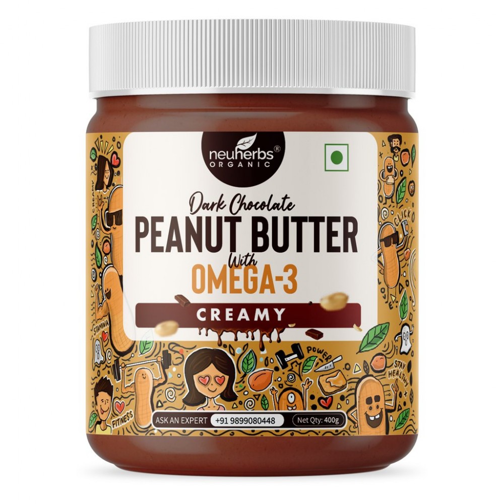 Neuherbs Dark Chocolate Peanut Butter Creamy with the Power of Omega-3 | Chocolate Flavor, 400 g Neuherbs Dark Chocolate Peanut Butter Creamy with the Power of Omega-3 | Chocolate Flavor, 400 g