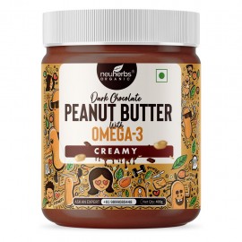 Neuherbs Dark Chocolate Peanut Butter Creamy with the Power of Omega-3 | Chocolate Flavor, 400 g