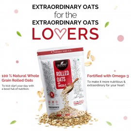 Neuherbs Natural Rolled Oats 400G With Omega-3 | Whole Grain, Breakfast Cereal & Gluten free Neuherbs Natural Rolled Oats 400G With Omega-3 | Whole Grain, Breakfast Cereal & Gluten free