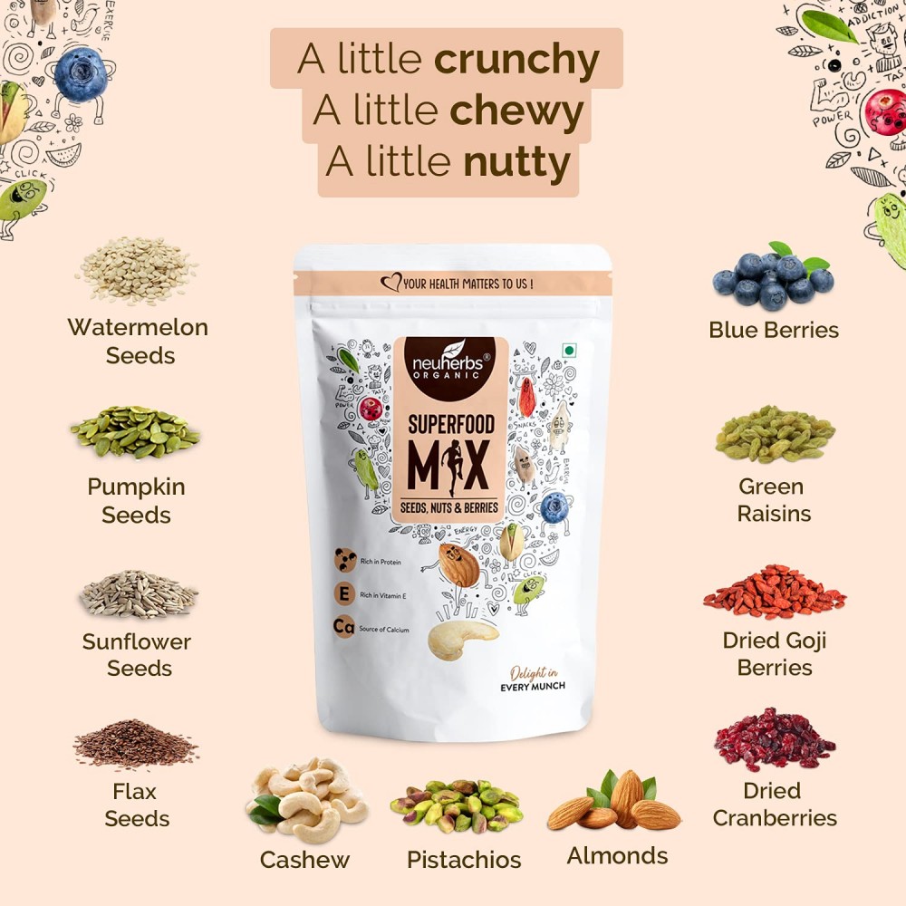 Neuherbs Superfood Mix with Seeds, Nuts & Berries - 200g Neuherbs Superfood Mix with Seeds, Nuts & Berries - 200g