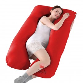 Nudge Premium U-Shape Red Pillow For Pregnancy 