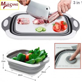 Multifunction Over-The-Sink Cutting Board With Removable Collapsible Colander Multifunction Over-The-Sink Cutting Board With Removable Collapsible Colander
